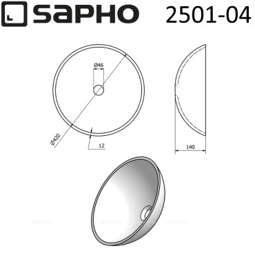 Раковина-чаша 42 см Sapho Beauty 2501-04s прозрачный - 4 изображение