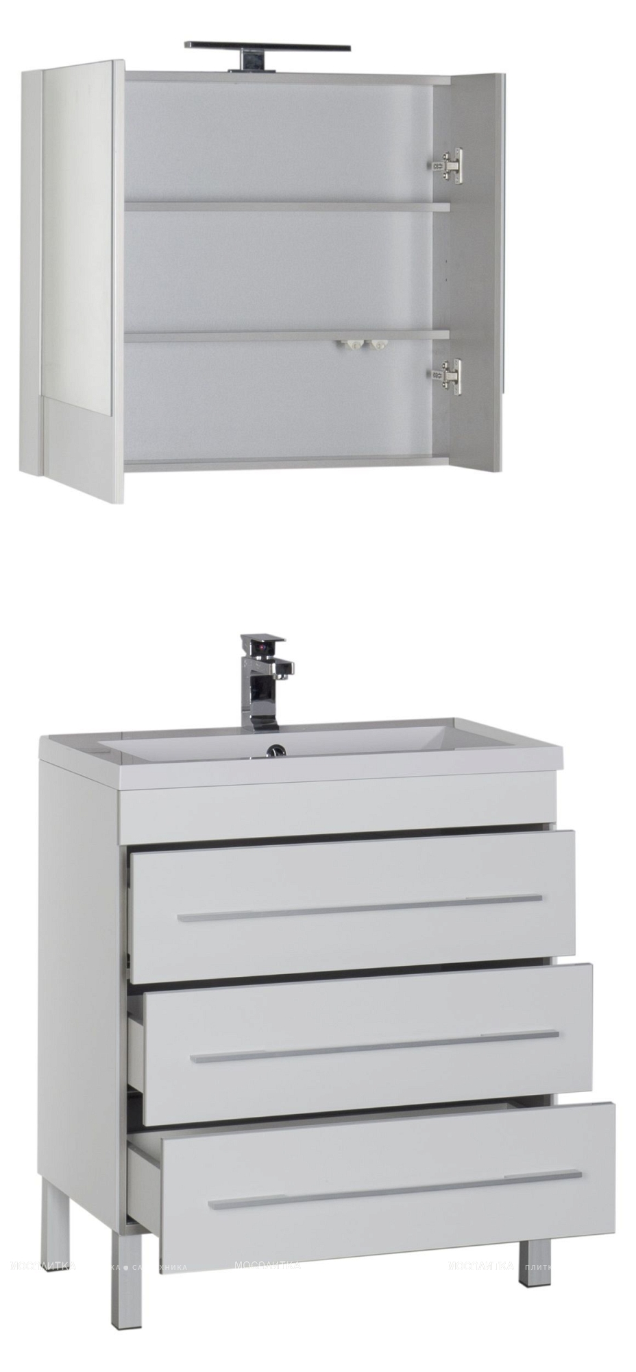 Комплект мебели для ванной Aquanet Верона 75 белый 3 ящика - изображение 3