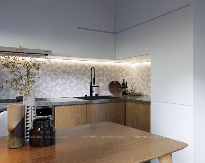Дизайн Кухня в стиле Минимализм в бежевом цвете №12770 - 5 изображение
