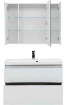 Комплект мебели для ванной Aquanet Гласс 100 белый - 3 изображение