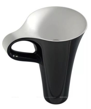 Раковина ArtCeram Cup OSL004 01; 50 напольная отдельностоящая - черно-белая 69х50х85 см - 3 изображение