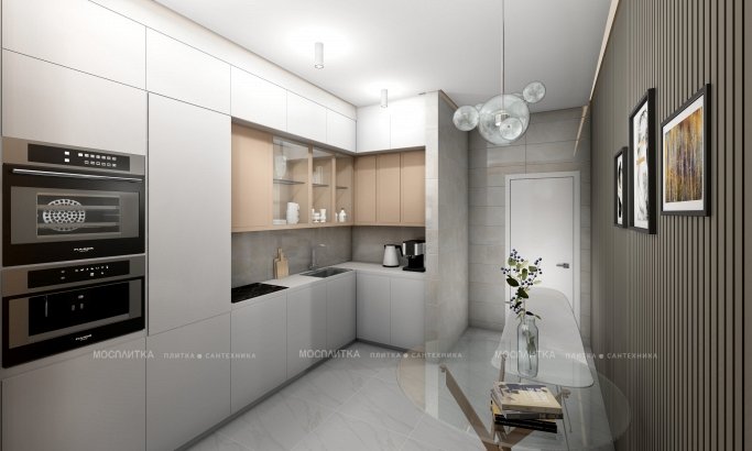 Дизайн Кухня в стиле Современный в бежевом цвете №12850 - 5 изображение
