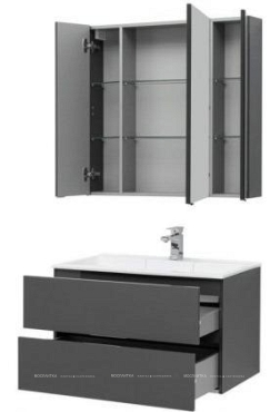 Комплект мебели для ванной Aquanet Алвита 90 серый антрацит - 4 изображение