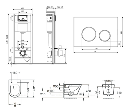 Комплект подвесной безободковый унитаз Lavinia Boho Biore Compacto Rimless, микролифт, 75110170 - 7 изображение