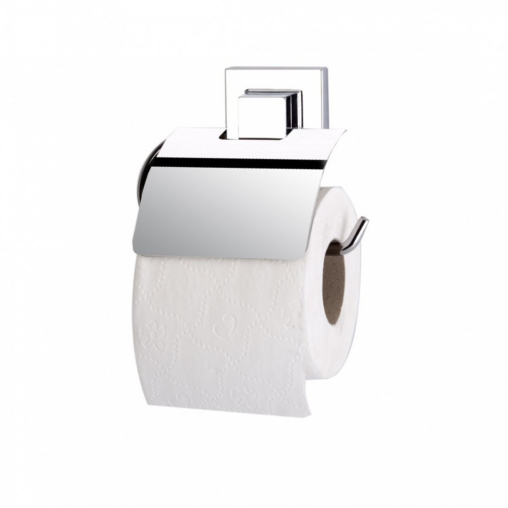 Держатель туалетной бумаги с крышкой Tekno-tel EF238 самоклеящийся, хром