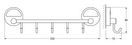 Держатель для полотенец с 5-ю крючками FBS Luxia LUX 026 длина 30 см