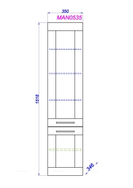 Шкаф-пенал Aqwella Манчестер MAN0535, 35 см, подвесной - 3 изображение
