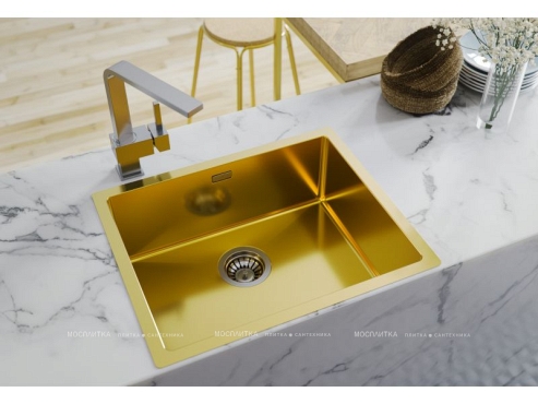 Кухонная мойка Alveus Monarch Quadrix 50 1103382 золото в комплекте с выпуском без сифона - 2 изображение