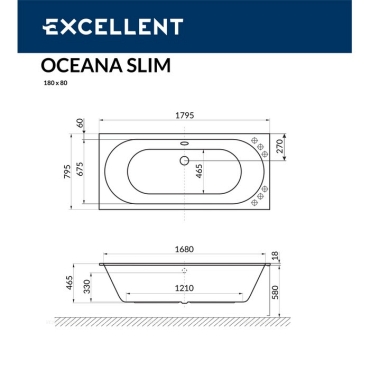 Акриловая ванна Excellent Oceana Slim 180x80 WAEX.OCE18WHS - 9 изображение