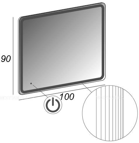 Зеркало Cezares 44996 c LED-подсветкой touch system 100х90 - изображение 3