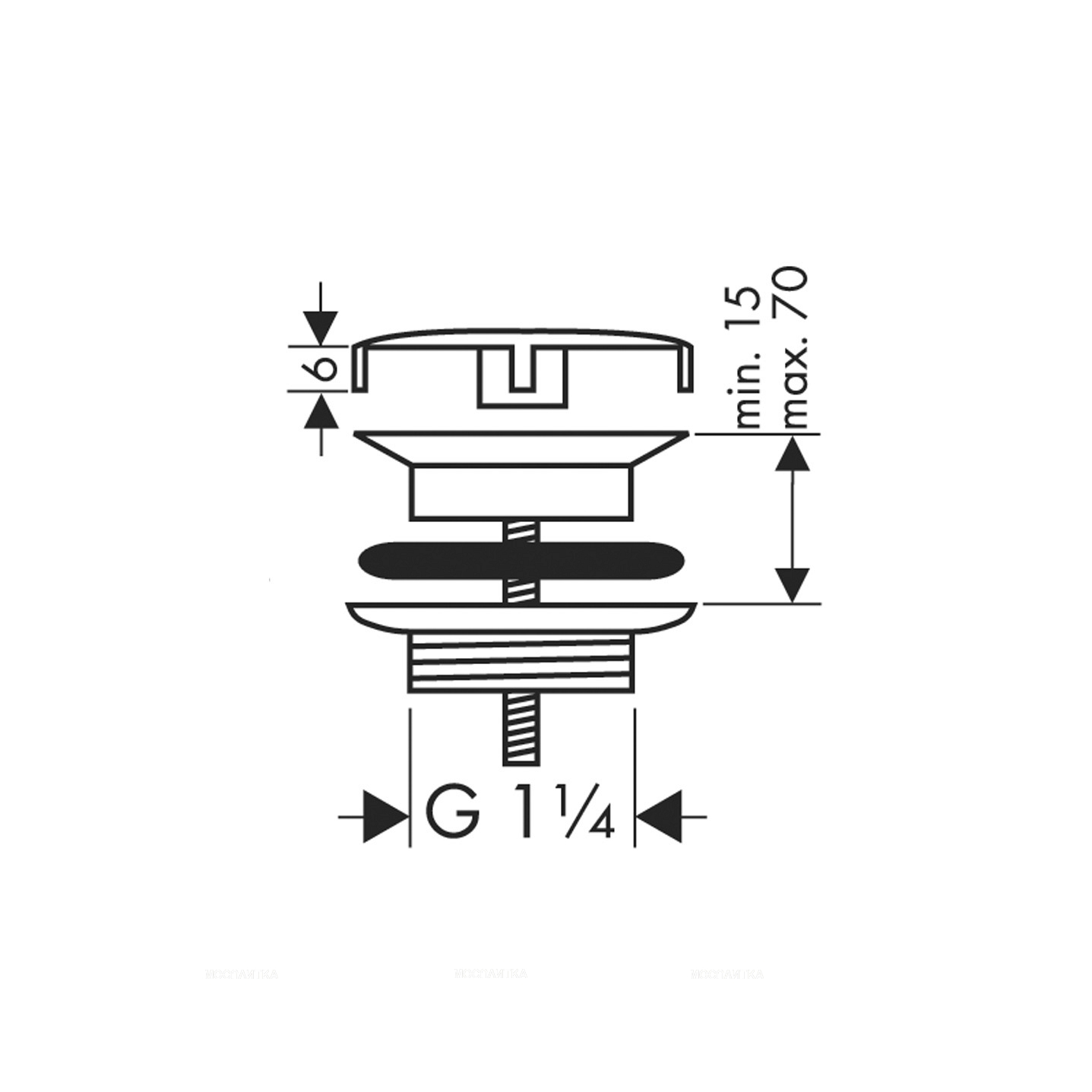 Донный клапан Hansgrohe 50001670 для раковины, матовый черный - изображение 2