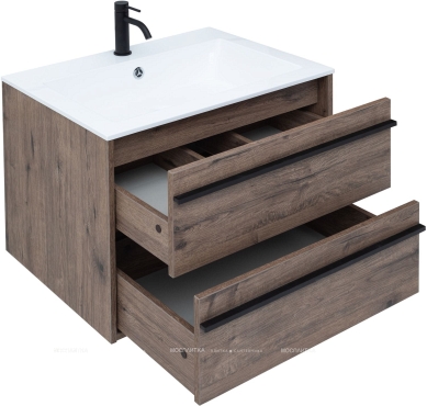 Комплект мебели для ванной Aquanet Lino 70 см, черная, коричневая - 8 изображение