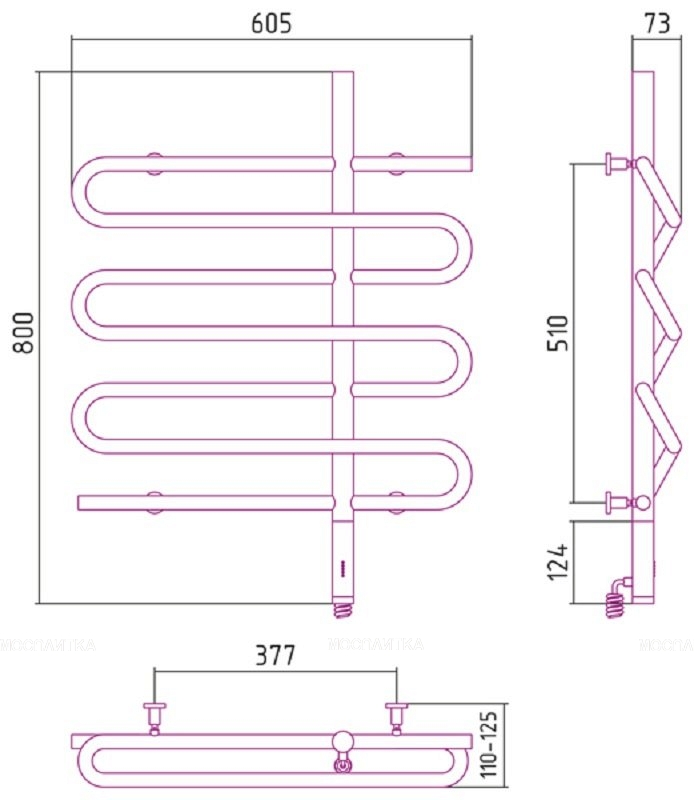 Полотенцесушитель электрический Сунержа Эпатаж 2.0 80х60 см 00-0550-8060 без покрытия - изображение 5