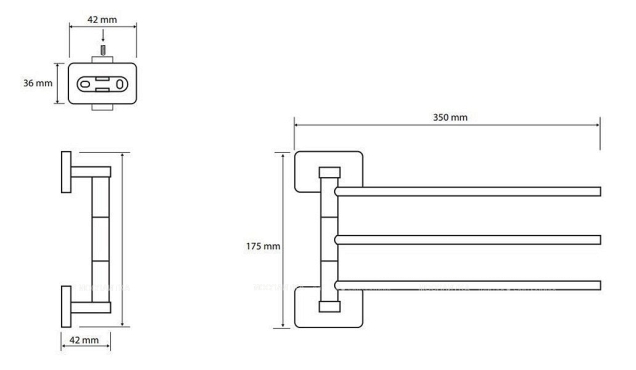 Полотенцедержатель тройной Bemeta Niki 153104112 4.2 x 35 x 17.5 см поворотный, хром - 2 изображение