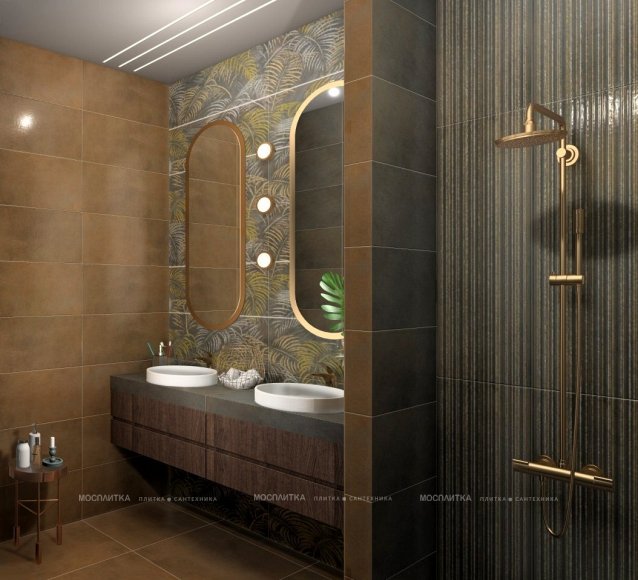 Дизайн Ванная в стиле Минимализм в коричневом цвете №12433 - 4 изображение