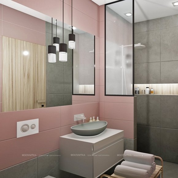 Дизайн Совмещённый санузел в стиле Современный в розовым цвете №12317 - 7 изображение