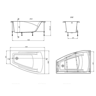 Акриловая ванна Roca Hall Angular 150x100 L - 3 изображение