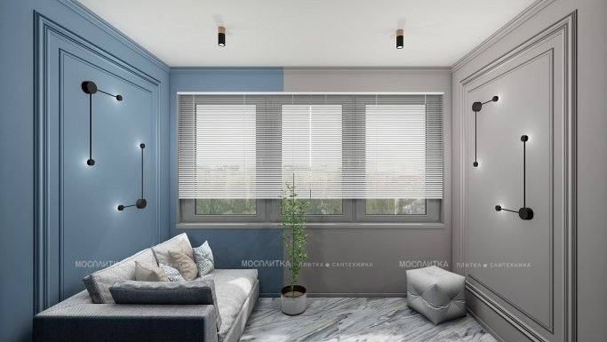 Дизайн Балкон в стиле Неоклассика в голубом цвете №12941 - 5 изображение