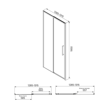 Душевая дверь в нишу 130 см Iddis Slide SLI6BS3i69, стекло прозрачное - 6 изображение