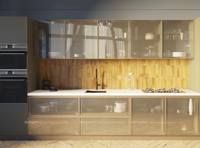 Дизайн Кухня-гостиная в стиле Неоклассика в белом цвете №13231 - 3 изображение
