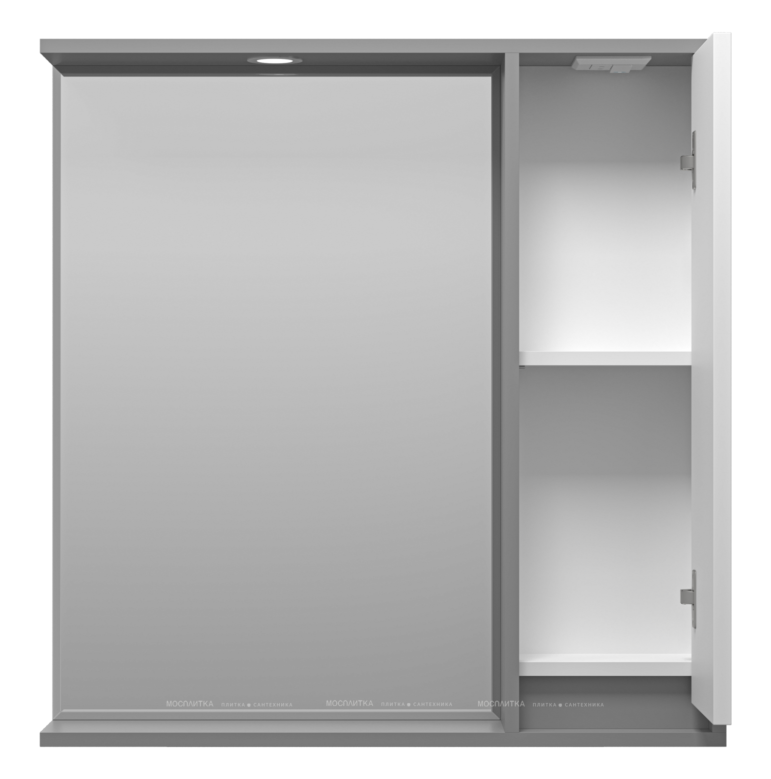Зеркальный шкаф Brevita Balaton 80 см BAL-04080-01-01П правый, с подсветкой, белый / серый - изображение 3
