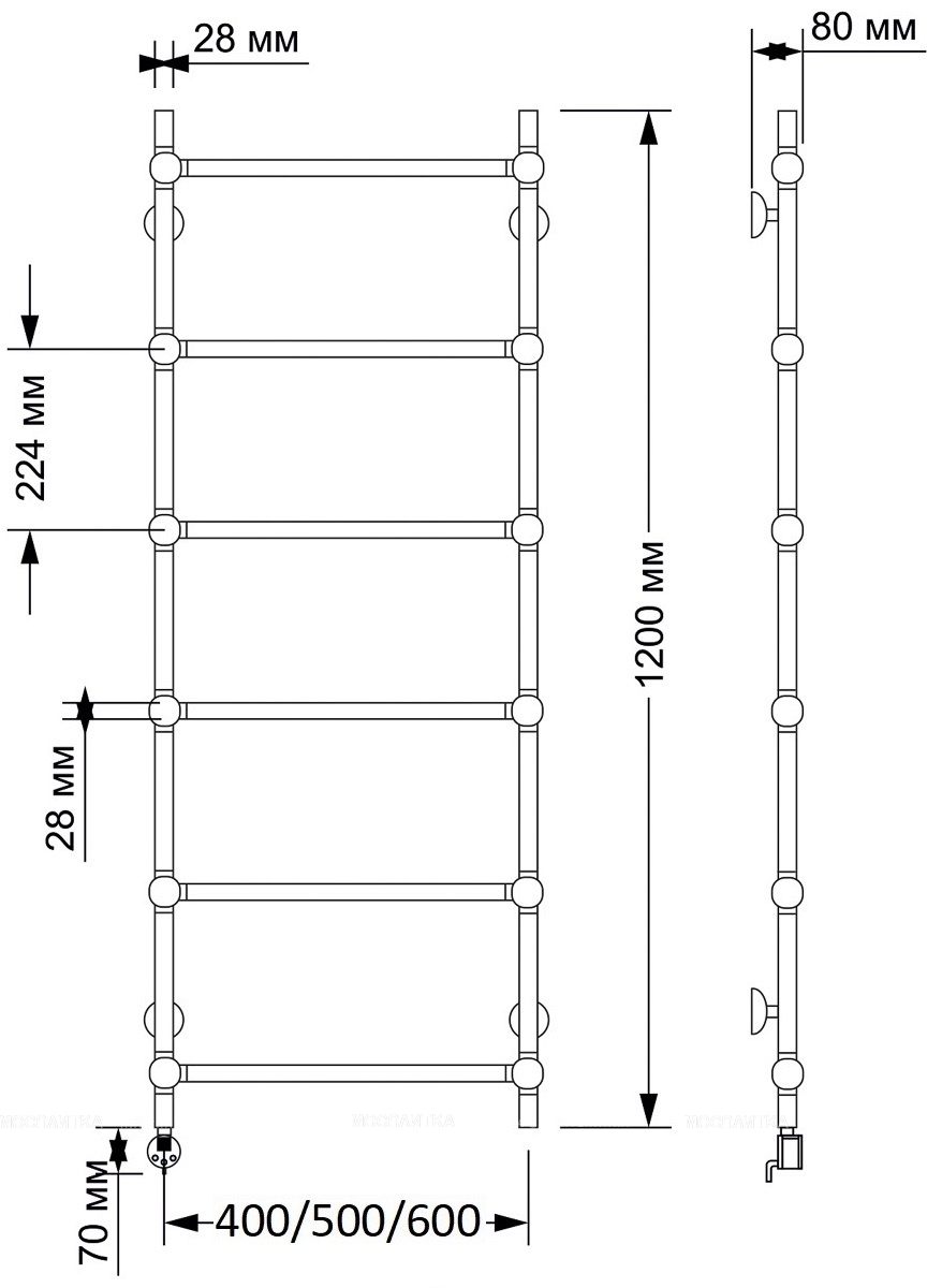 Полотенцесушитель электрический Secado Флоренция 1 120х60 см 4603777464882 L, бронза - изображение 2