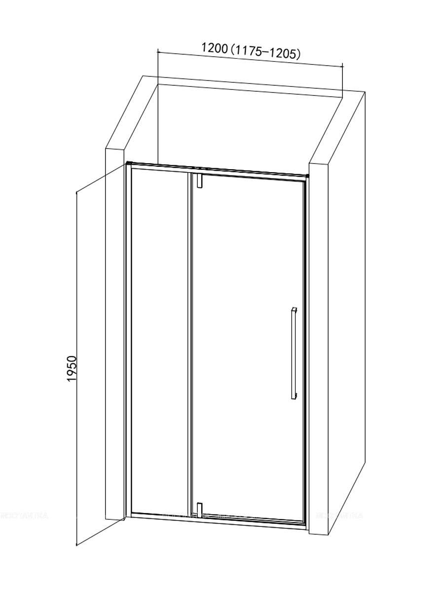 Душевая дверь AQUAme 120х195 см AQM7108-2-12 профиль черный, стекло прозрачное - изображение 5