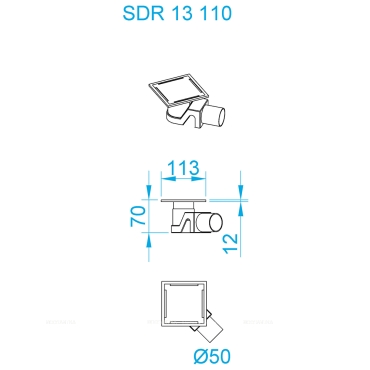 Душевой трап RGW SDR 11 см, 47211311-01, с решеткой, хром - 3 изображение