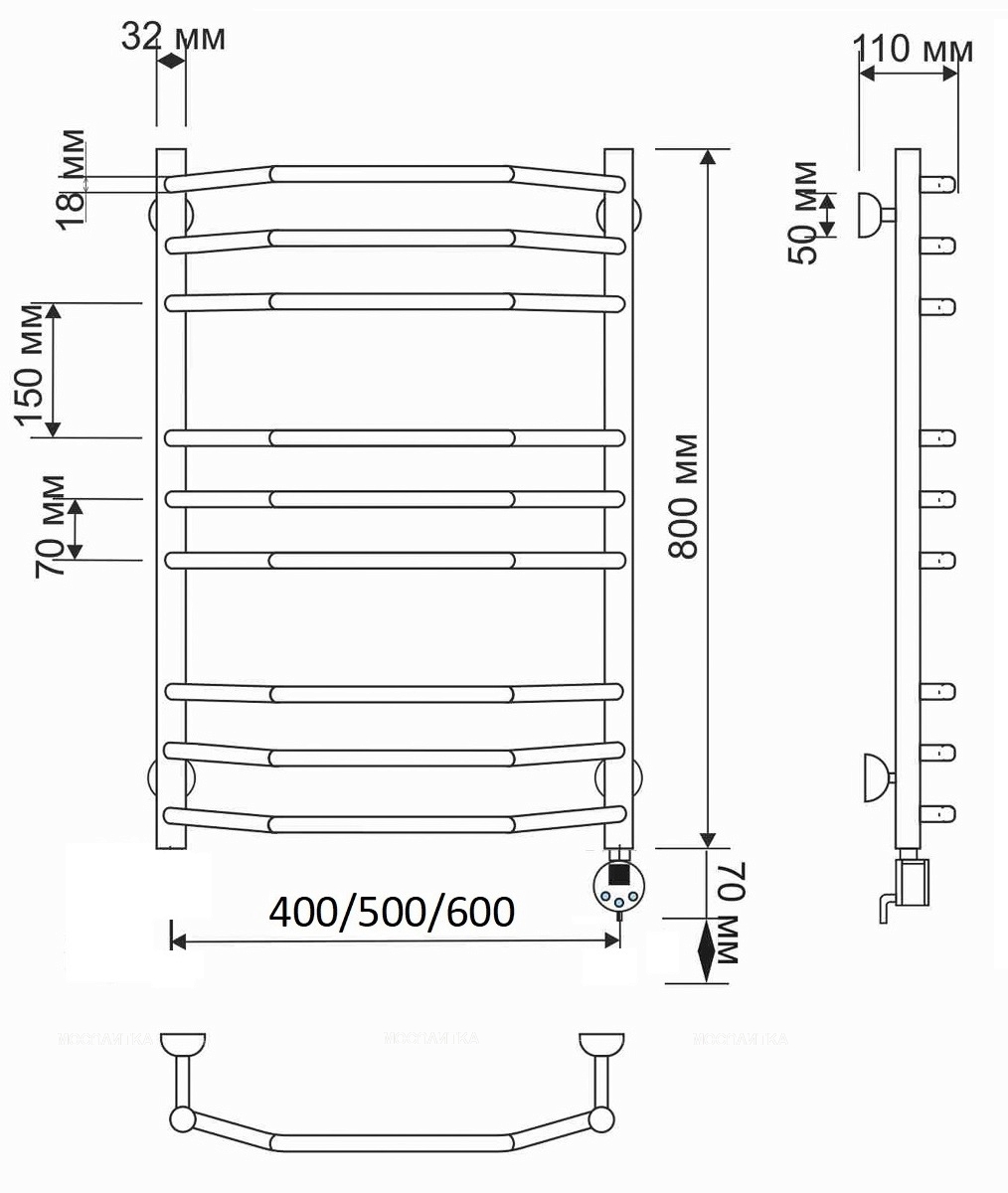 Полотенцесушитель электрический Secado Агата 2 80х60 см 4603777461966 R, бронза - изображение 2