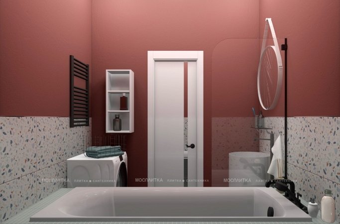 Дизайн Ванная в стиле Современный в розовым цвете №12348 - 4 изображение
