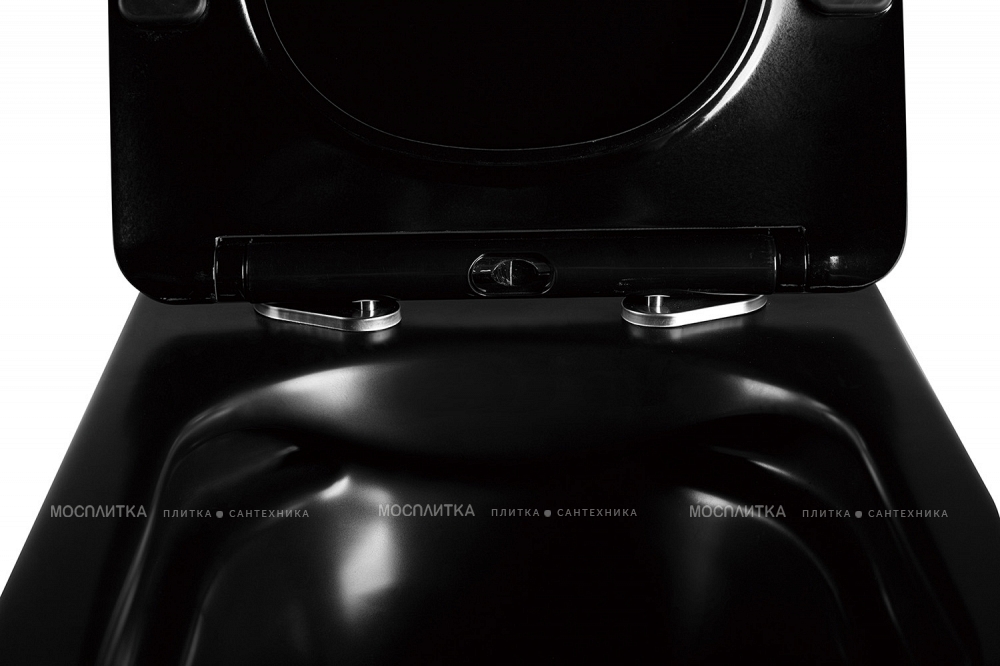 Унитаз подвесной безободковый Abber Rechteck AC1200MB с крышкой-сиденьем микролифт, матовый черный - изображение 7