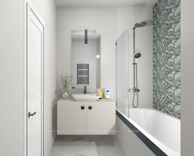 Дизайн Ванная в стиле Арт-деко в белом цвете №11635 - 7 изображение