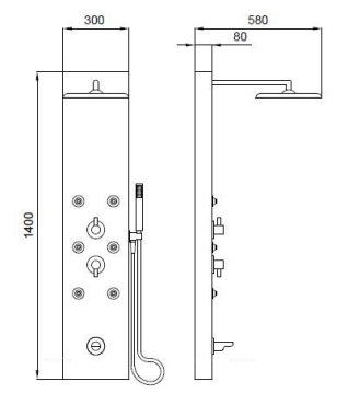 Душевая панель с гидромассажем Kolpa-San Kerrock City 4F, Snow White-108 белый, с изливом для ванны - 2 изображение
