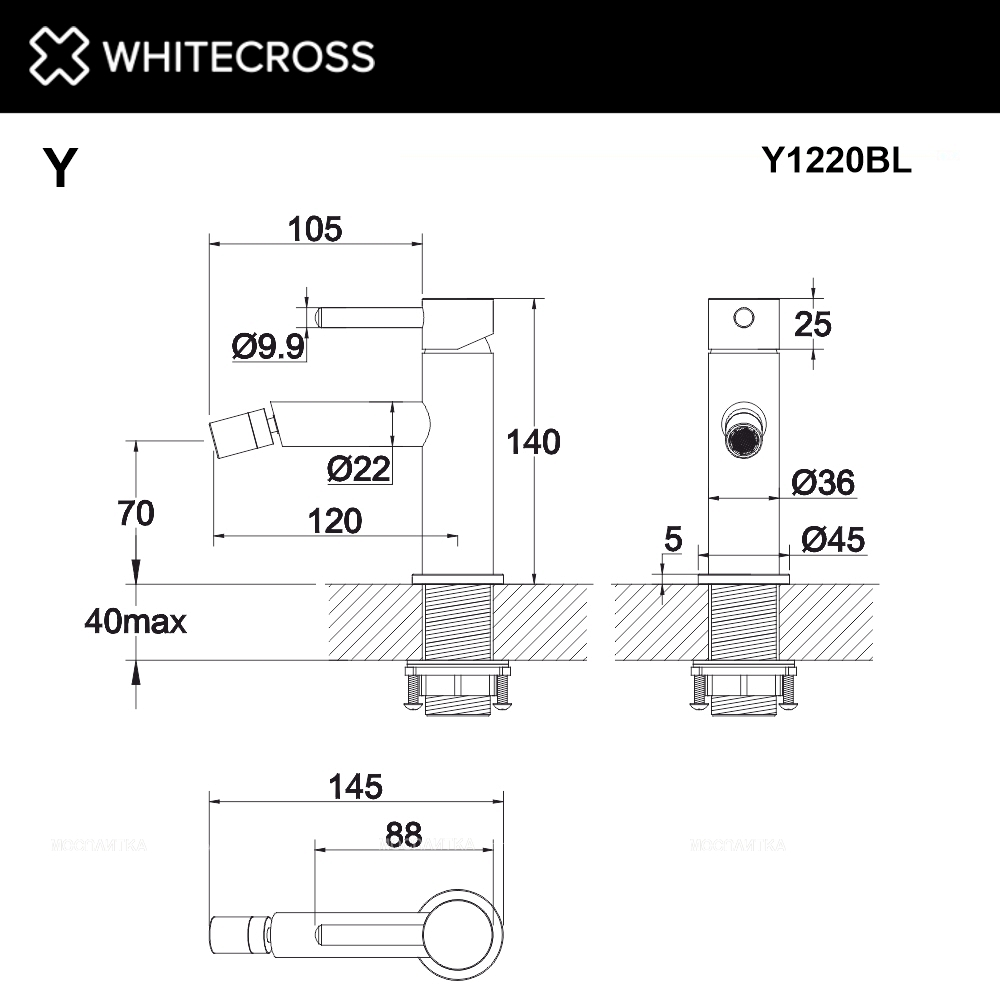 Смеситель для биде Whitecross Y black Y1220BL матовый черный - изображение 3