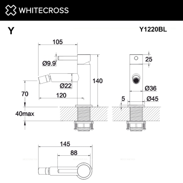 Смеситель для биде Whitecross Y black Y1220BL матовый черный - 3 изображение