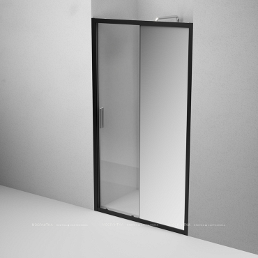 Душевая дверь Am.Pm Gem 110 см W90G-110-1-195BMir стекло прозрачное / зеркальное, профиль черный - 4 изображение