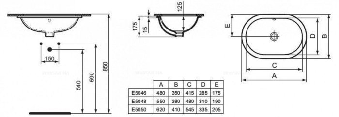 Раковина Ideal Standard Connect E505001 62 см - 3 изображение