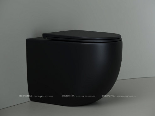 Унитаз приставной безободковый Ceramica Nova Metropol Rimless CN4004MB с крышкой-сиденьем микролифт, черный матовый - 2 изображение