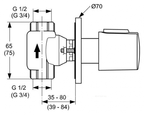 Встраиваемый вентиль Ideal Standard CERATHERM 100 A4656AA - 2 изображение