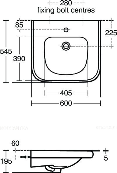 Раковина для инвалидов 60 см Ideal Standard CONTOUR S216701 - изображение 2