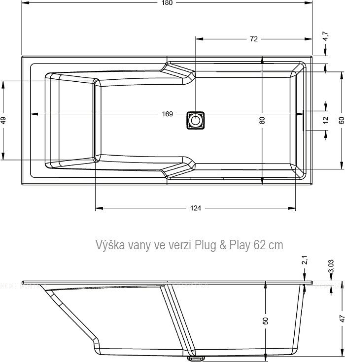 Акриловая ванна Riho Still Shower 180x80 см R Plug&Play - изображение 3