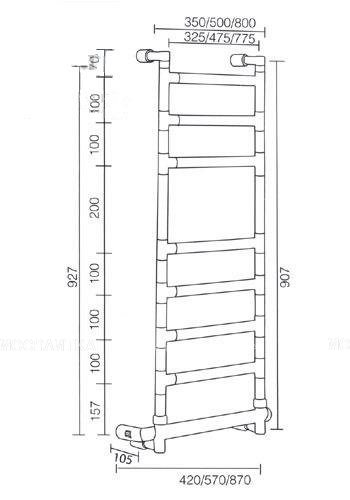 Полотенцесушитель электрический Margaroli Sereno 584-8 BOX, 58432508CRB 32,5 x 93 см, хром - изображение 3