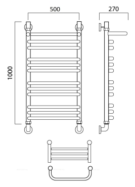 Полотенцесушитель водяной Aquanerzh лесенка скоба групповая с полкой 100x50 - 2 изображение