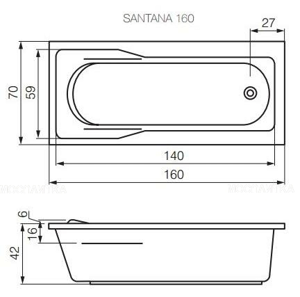 Акриловая ванна Cersanit Santana 160х70 см - изображение 6