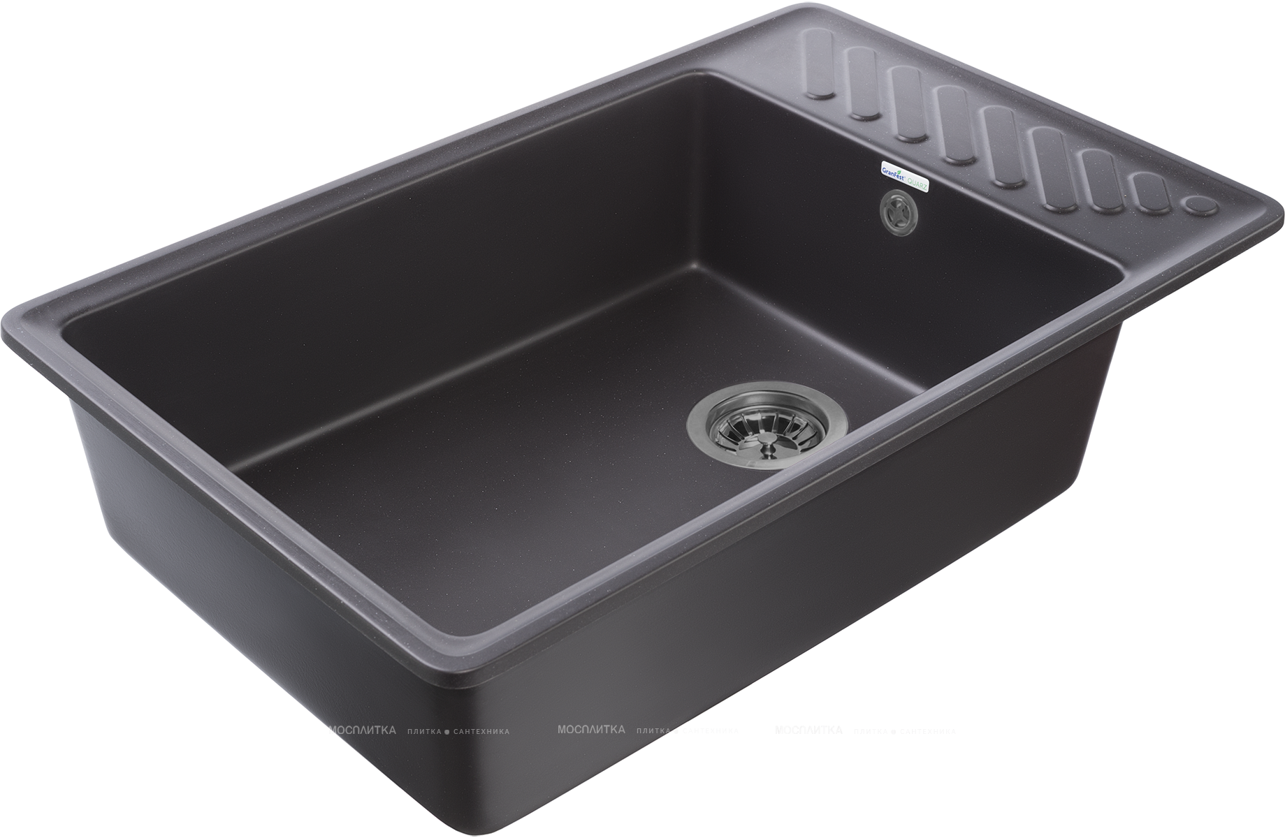 Кухонная мойка GranFest Quarz 75,3, прямоугольная, цвет черный - изображение 2