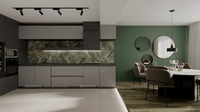Дизайн Кухня в стиле Современный в зеленом цвете №13131 - 3 изображение