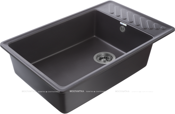 Кухонная мойка GranFest Quarz 75,3, прямоугольная, цвет черный - 2 изображение