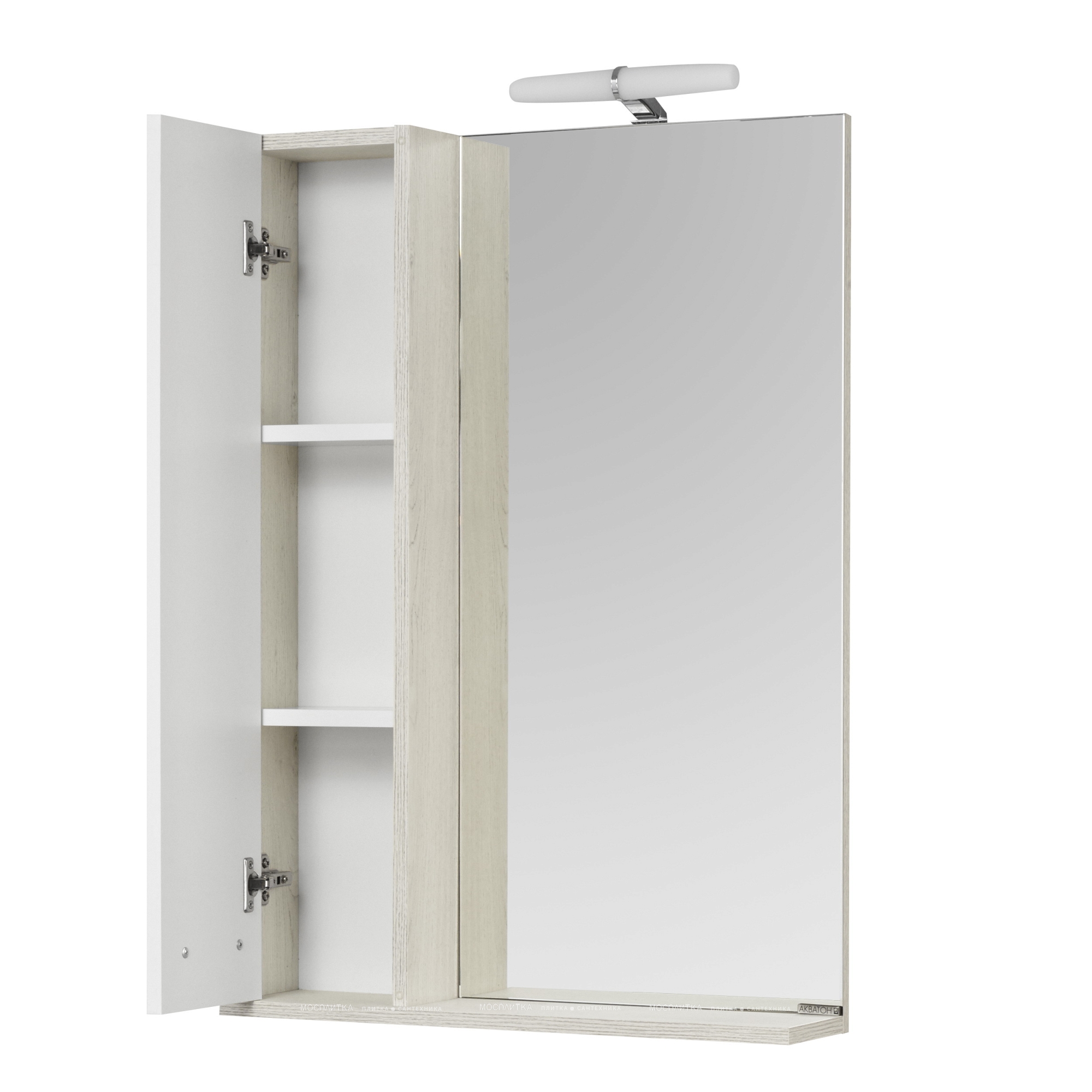 Зеркальный шкаф Aquaton Бекка PRO 60 белый, дуб сомерсет 1A214602BAC20 - изображение 2