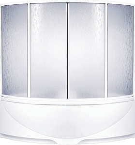 Душевая шторка на ванну Bas Ирис Империал 150х145 ШТ00028 профиль белый, стекло рифленое
