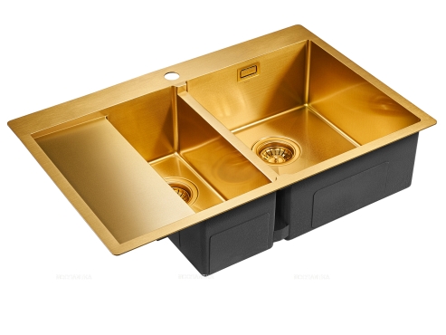 Мойка кухонная Paulmark Union PM537851-BGR брашированное золото - 2 изображение